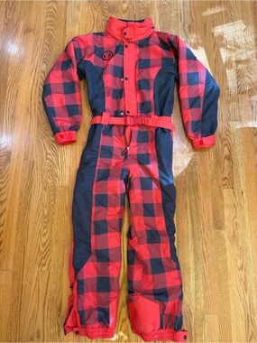 Tipsy Elves Women's Red And Black Plaid Ski Suit Size Small Good Condition